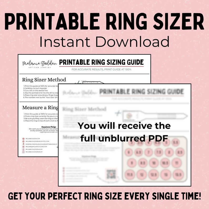 Digital Download Printable Ring Sizer Adjustable USA Finger Size Tool Whole & Half Sizes Find Your Accurate Ring Size Easy to Use image 4