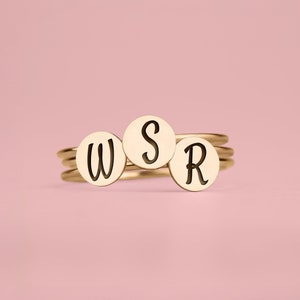 Initial Ring Personalized Custom Letter Ring Band in Silver, Gold, or Rose Gold Family Signet Monogram Stackable Stack Rings Gift Her image 7