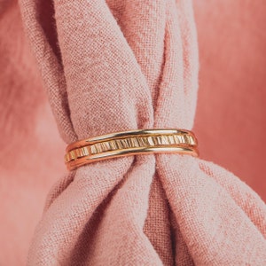 The Ella Stack | Set of 3 Stacking Rings | Rugged and Smooth Stackable Stack Rings | Gold, Rose, or Silver Mixed Hammered Ring Bands