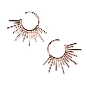 Sun Burst Endless Hoop Threader Earrings in 925 Sterling Silver, 14K Gold, or 14K Rose Gold Melanie Golden Jewelry Designer Series zdjęcie 9