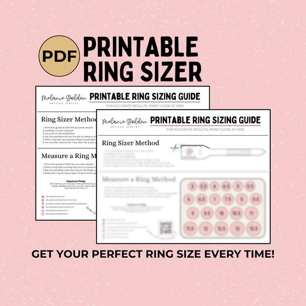 Digital Download | Printable Ring Sizer | Adjustable USA Finger Size Tool | Whole & Half Sizes | Find Your Accurate Ring Size | Easy to Use