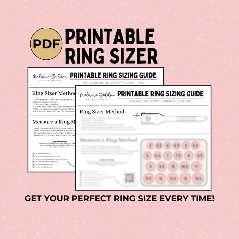 Digital Download Printable Ring Sizer Adjustable USA Finger Size Tool Whole & Half Sizes Find Your Accurate Ring Size Easy to Use image 1