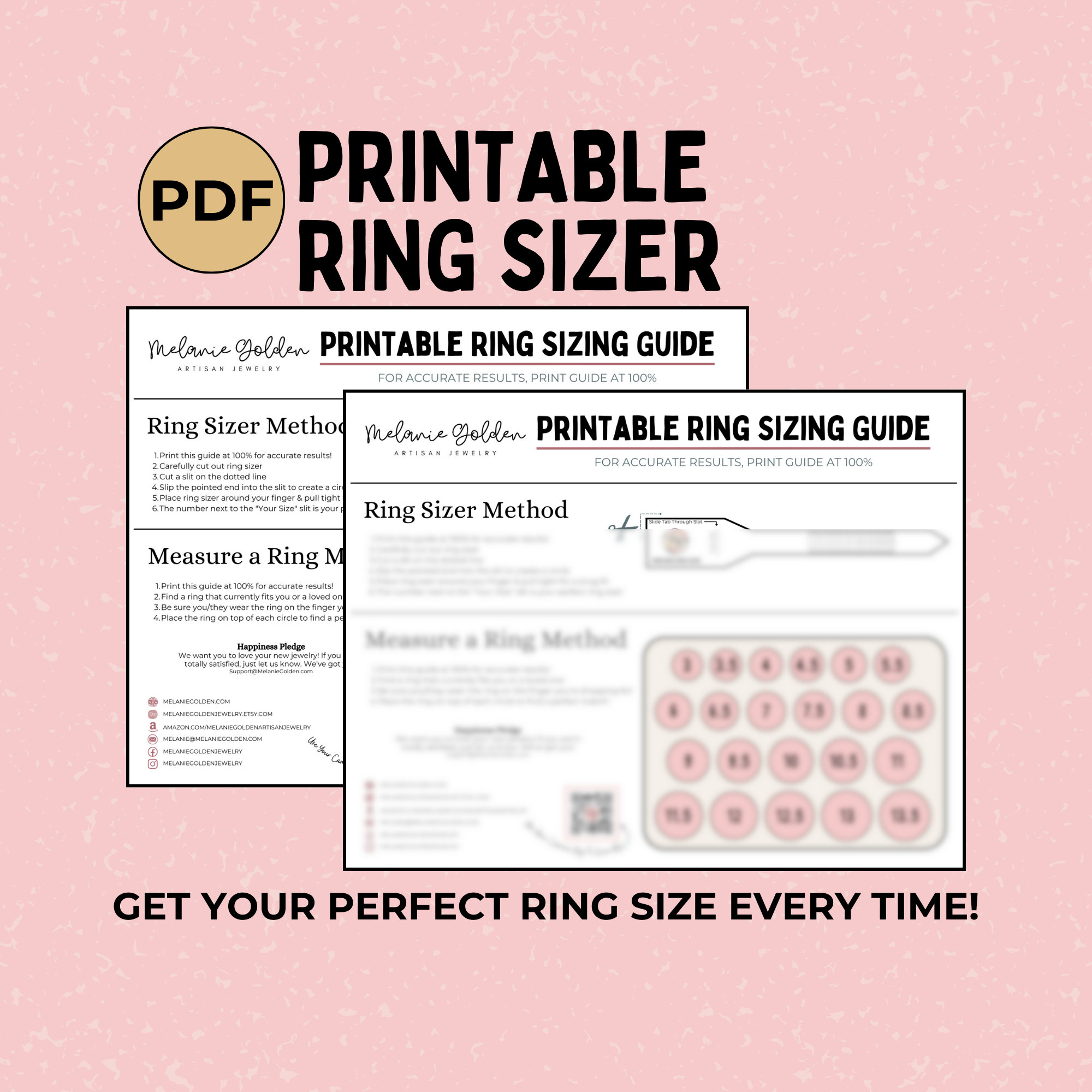 Printable Diamond Ring Sizer Ring Size Finder Ring Size Measure