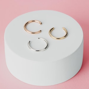 Ear Cuff | No Piercing Needed, Smooth Simple Fake Helix Huggie Hoop, Gold, Rose Gold, or Silver Minimalist Dainty Cartilage Jewelry for Her