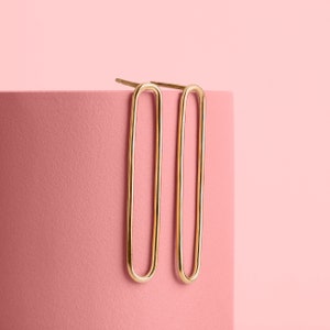Brincos de elo de corrente com clipe de papel oval | Ouro, Ouro Rosa ou Prata | Brincos de argola ovais longos e alongados | Minimalista todos os dias