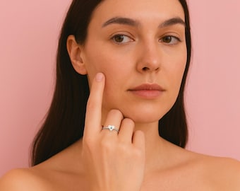 Elle Heart Ring | Dainty Personalized Custom Initial Ring, Romantic Sterling Silver Stackable Signet Band Gift Family Mothers Friendship