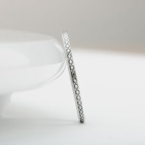 Cross Hatched Stacking Ring Thin Skinny Stackable Stack Ring In 925 Sterling Silver Comfort Fit Sizes 4-10 image 3