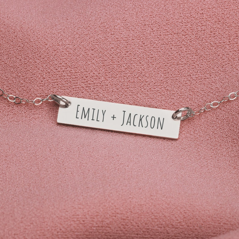 Relationship Necklace Personalized Engraved Romantic Bar Necklace in Silver, Gold, or Rose Gold Customized Gift for Wife Girlfriend image 6