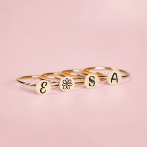 Initial Ring Personalized Custom Letter Ring Band in Silver, Gold, or Rose Gold Family Signet Monogram Stackable Stack Rings Gift Her image 4