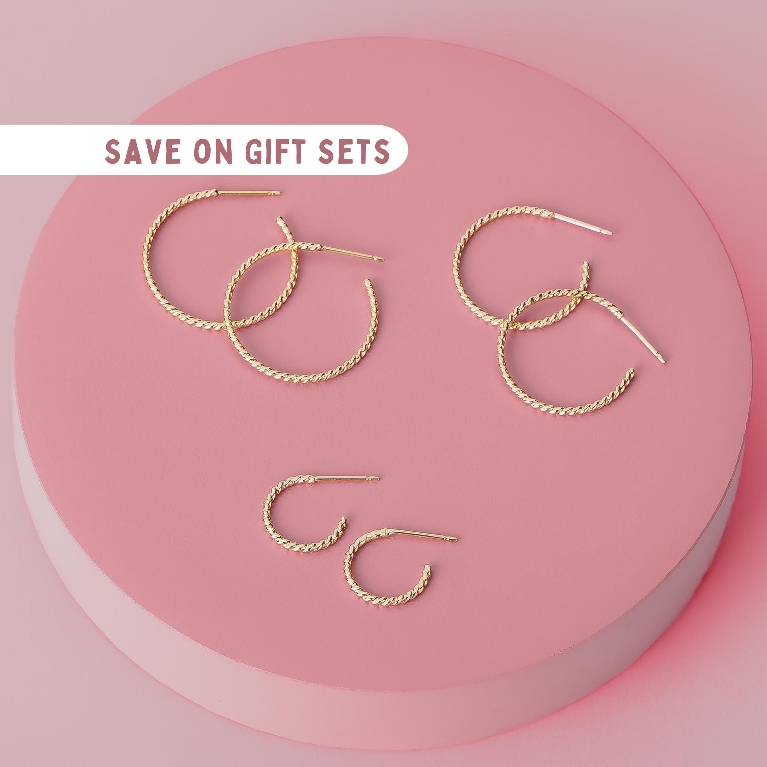 Set 3 Paia Orecchini A Cerchio Twist Oro, Argento E Rame – Misure Graduate 1 1/8'' – 1 15/16''