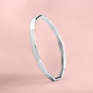 Mirror Hammered Stacking Ring | Sterling Silver 1mm Skinny Textured Ring in Silver, Gold, or Rose Gold | Comfort Fit USA Sizes 2-12
