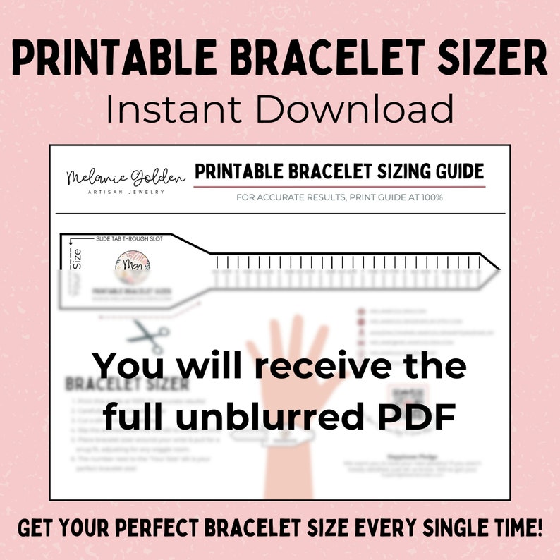 Digital Download Printable Bracelet Sizer Adjustable USA Wrist Size Tool Find Your Accurate Bracelet Length Easy to Use Measurer image 3