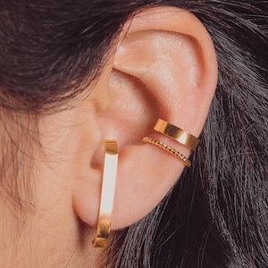Cuff Earring Set | Fake Conch Earring, Gold or Silver, No Piercing, Wide & Twist Patterns Edgy Minimalist Earrings, Dainty Gift Set for Her