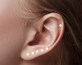 2mm Dot Stud Earrings | Tiny Mini Sterling Silver Round Circle Dot Disc Post Earrings | Minimalist Stackable Earrings multiple piercings