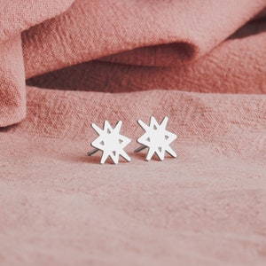 North Star Earrings Sterling Silver Starburst Stud Earrings Trending Star Earrings Perfect Minimalist Look Celestial Zodiac Space image 6