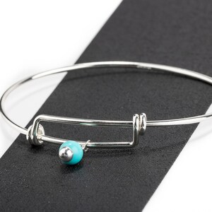Turquoise Bangle Bracelet Adjustable Sterling Silver And Aqua Blue Mexican Turquoise Bangle Bohemian Boho Style Jewelry For Her image 9