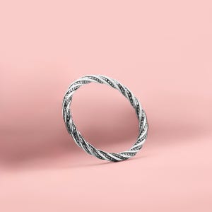 The Orbit Ring | Sterling Silver Twisted Thin Dainty Ring Band | Stackable Twist Ring | USA Ring Sizes 4-12