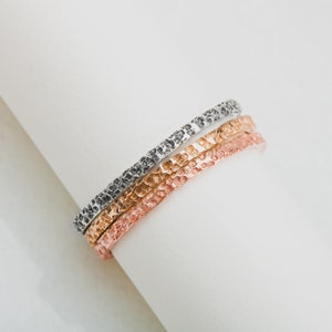 Boulder Stacking Ring Set Trio of Mixed Metal Minimalist Stack Rings, 3 thin gold silver rose gold stackable Rock Hammered Texture Rings image 9