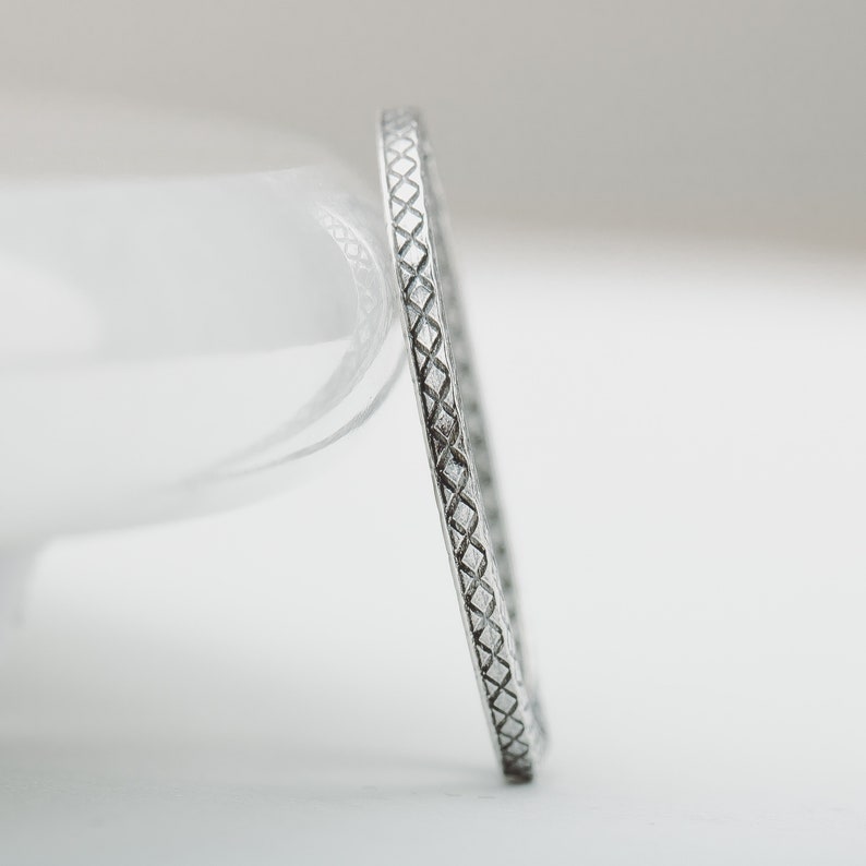Cross Hatched Stacking Ring Thin Skinny Stackable Stack Ring In 925 Sterling Silver Comfort Fit Sizes 4-10 image 1