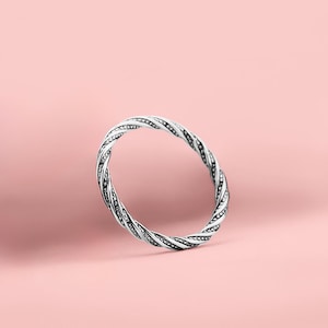 The Orbit Ring | Sterling Silver Twisted Thin Dainty Ring Band | Stackable Twist Ring | USA Ring Sizes 4-12