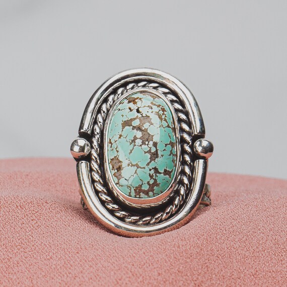 Super Chunky Vintage Native American Navajo Blue Carico Lake Turquoise Sterling Silver Ring Super Chunky Vintage Native American Navajo Blue Carico Lake Turquoise Sterling Silver Ring