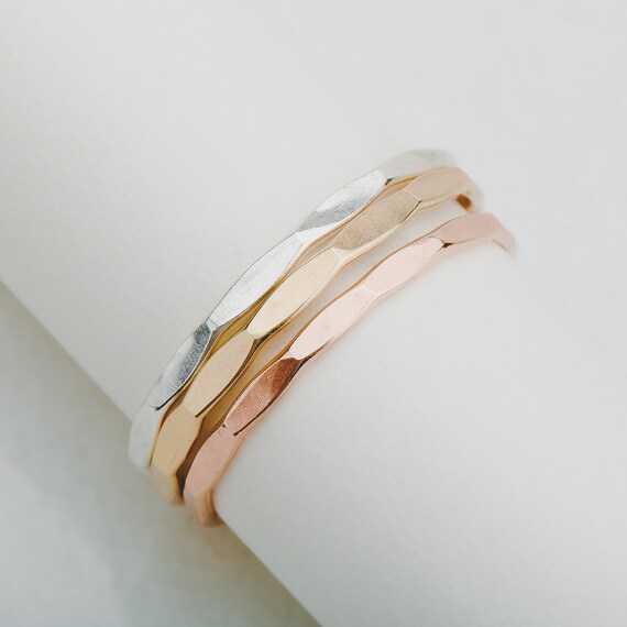 Trio of Mirror Stacking Rings Set of 3 Mixed Metal 1mm - Etsy