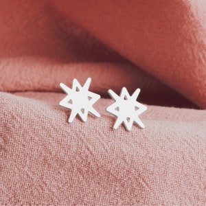 North Star Earrings Sterling Silver Starburst Stud Earrings Trending Star Earrings Perfect Minimalist Look Celestial Zodiac Space image 1