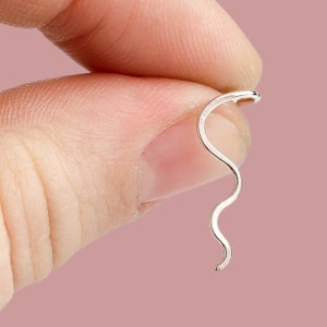 The Original Wave Cartilage Earring Sterling Silver Wavy Swirl Swirly Squiggle Helix Hex Piercing Jewelry for Upper Ear Thread Through image 8