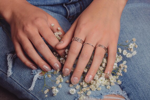 Silver diamond cheap stacking ring