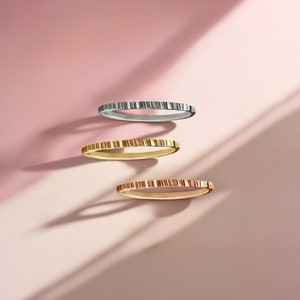 Rugged Stacking Rings 14K Gold Fill Lined Striped Rugged Hammered Stacking Rings Stackable Ring Stack Skinny Thin Ring Bands image 9