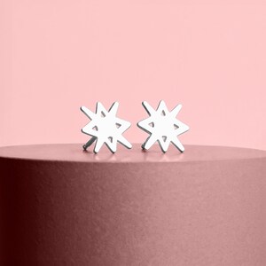 North Star Earrings Sterling Silver Starburst Stud Earrings Trending Star Earrings Perfect Minimalist Look Celestial Zodiac Space image 7