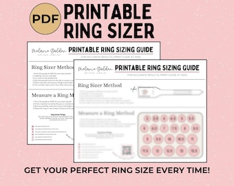 Descarga digital / Medidor de anillos imprimible / Herramienta ajustable para medir el tamaño de los dedos en EE. UU. / Tallas enteras y medias / Encuentra tu talla de anillo precisa / Fácil de usar