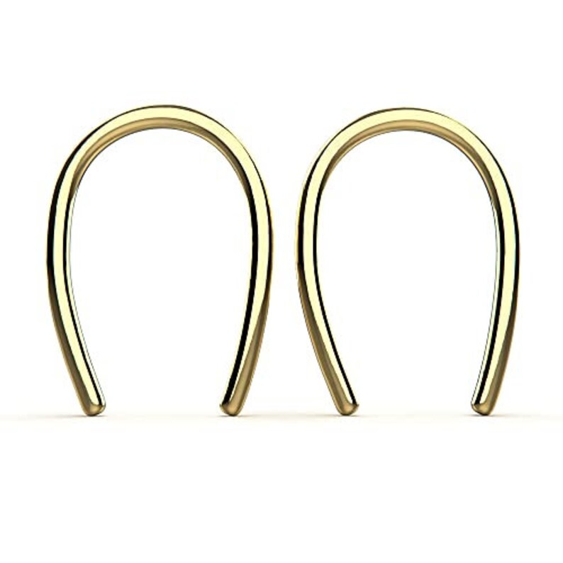 Tiny Horseshoe Earrings Pull Through Earrings in Silver, Gold or Rose Gold Wire Open Hoop Threader, Tiny Arc, Modern Minimalist Hoops image 2
