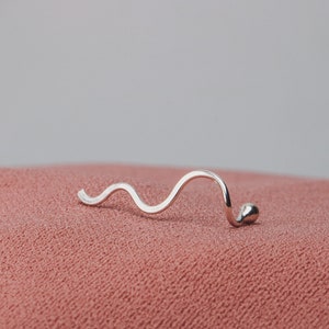 The Original Wave Cartilage Earring Sterling Silver Wavy Swirl Swirly Squiggle Helix Hex Piercing Jewelry for Upper Ear Thread Through image 5
