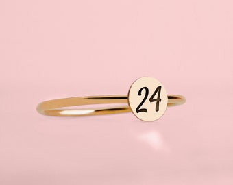 Graduation Year Class Ring | Stackable High School or College Stacking Ring | Personalized Custom Senior Year Sorority Signet Graduate Gift