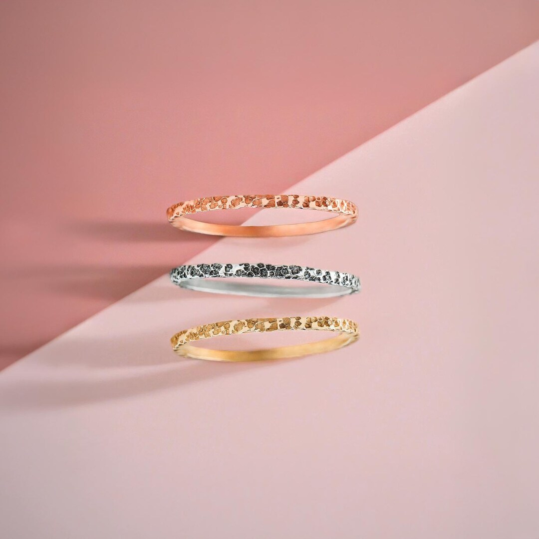 Boulder Stacking Ring Set | Trio of Mixed Metal Minimalist Stack Rings ...