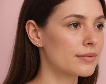 Arrow Stud Earrings | Sterling Silver Tiny Small Little Boho Bohemian Shooting Arrow Post Earrings | Minimalist Everyday Jewelry