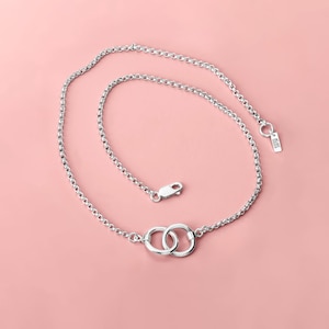 Forever Connected Necklace | Chunky Sterling Silver Geometric interconnected linked Round Open Circle Halo Eternity Link Chain Necklace