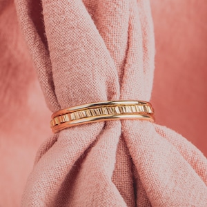 The Ella Stack | Set of 3 Stacking Rings | Rugged and Smooth Stackable Stack Rings | Gold, Rose, or Silver Mixed Hammered Ring Bands