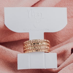 The Margo Stack | Set of 7 Rugged and Twist Stacking Rings | Gold, Rose Or Silver Mixed Hammered Stacking Stackable Stack Rings