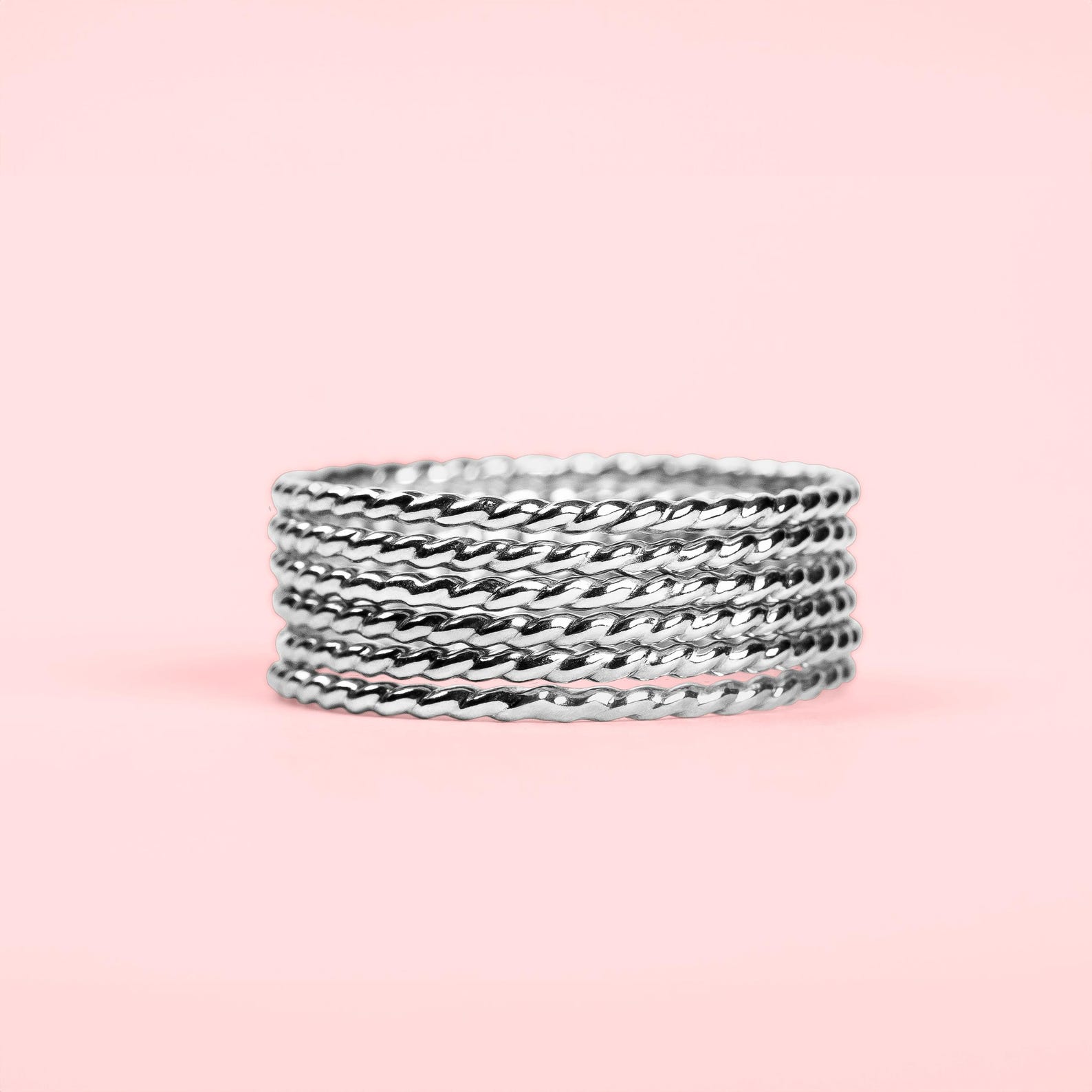 Silver Braided Rope Stacking Ring | Twisted Sterling Silver Skinny ...