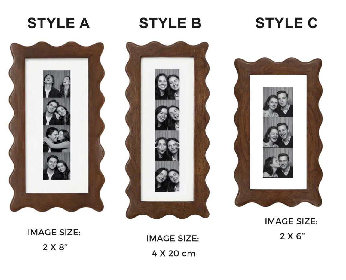 Vintage Wavy Edge Wooden Photo Booth Frame, Photo Strip Frame With