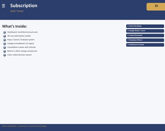 2026 Subscription Tracker Audit Spreadsheet Google Sheets - Cancel Unused Subscriptions Save Money - Budget Template