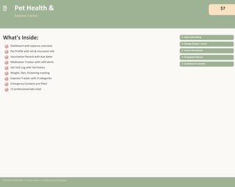 2026 Pet Health Expense Tracker Google Sheets Template - Vet Records Budget Dashboard - Dog Cat Pet Owner Planner