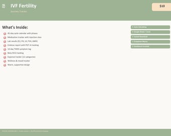 2026 IVF Fertility Journey Tracker Google Sheets -  eudication Cycle Expense Tracker - TTC Planner Embryo Transfer Log