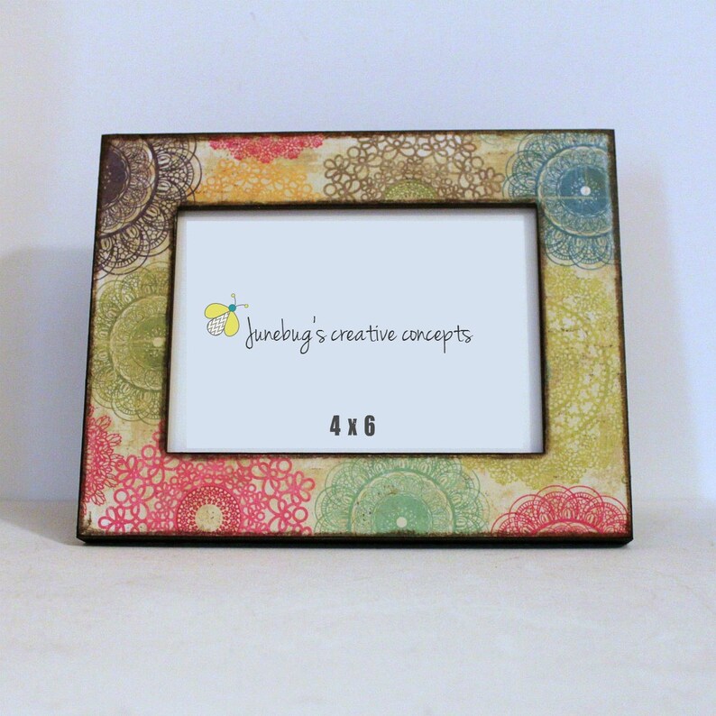 4x6 Bright Colorful Doilies Photo Frame