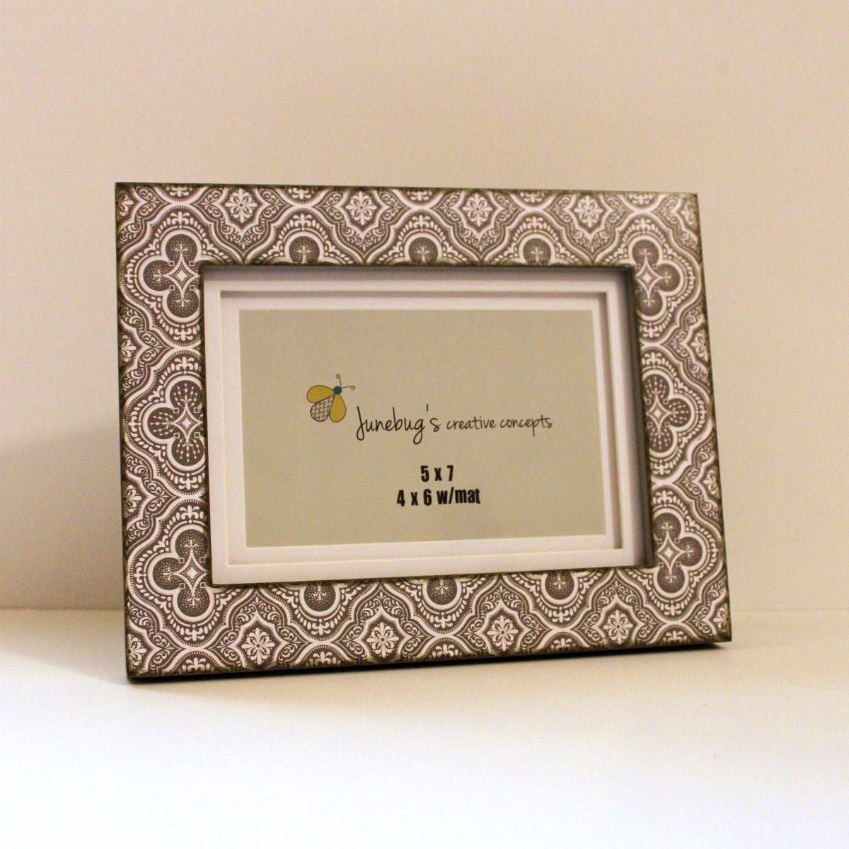 8x10 5x7 4x6 Decorative Photo Frame Gray White Ornate