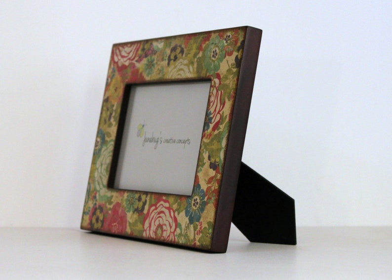 READY TO SHIP 4x6 Bright Vintage Floral Photo Frame Floral Print Frame Pink Green Blue Floral Picture Frame