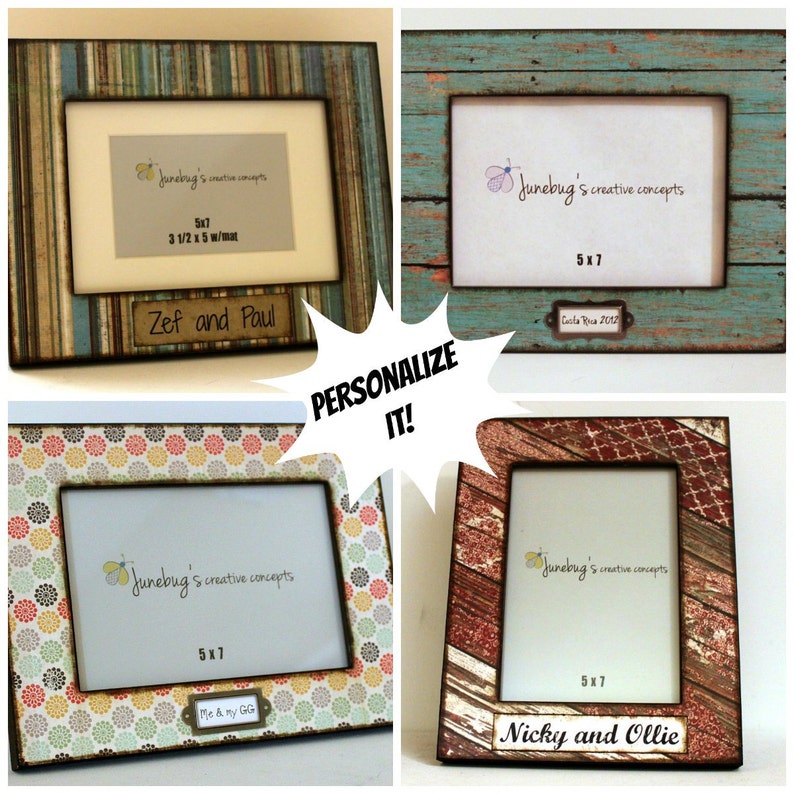Double 4x6 Or 5x7 2 Photo Frame Navy Quatrefoil Trellis Image 2 3