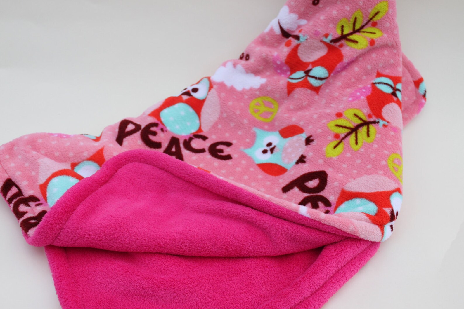 Baby Blanket Owl Soft Pink Fleecy Fabric Handmade Etsy
